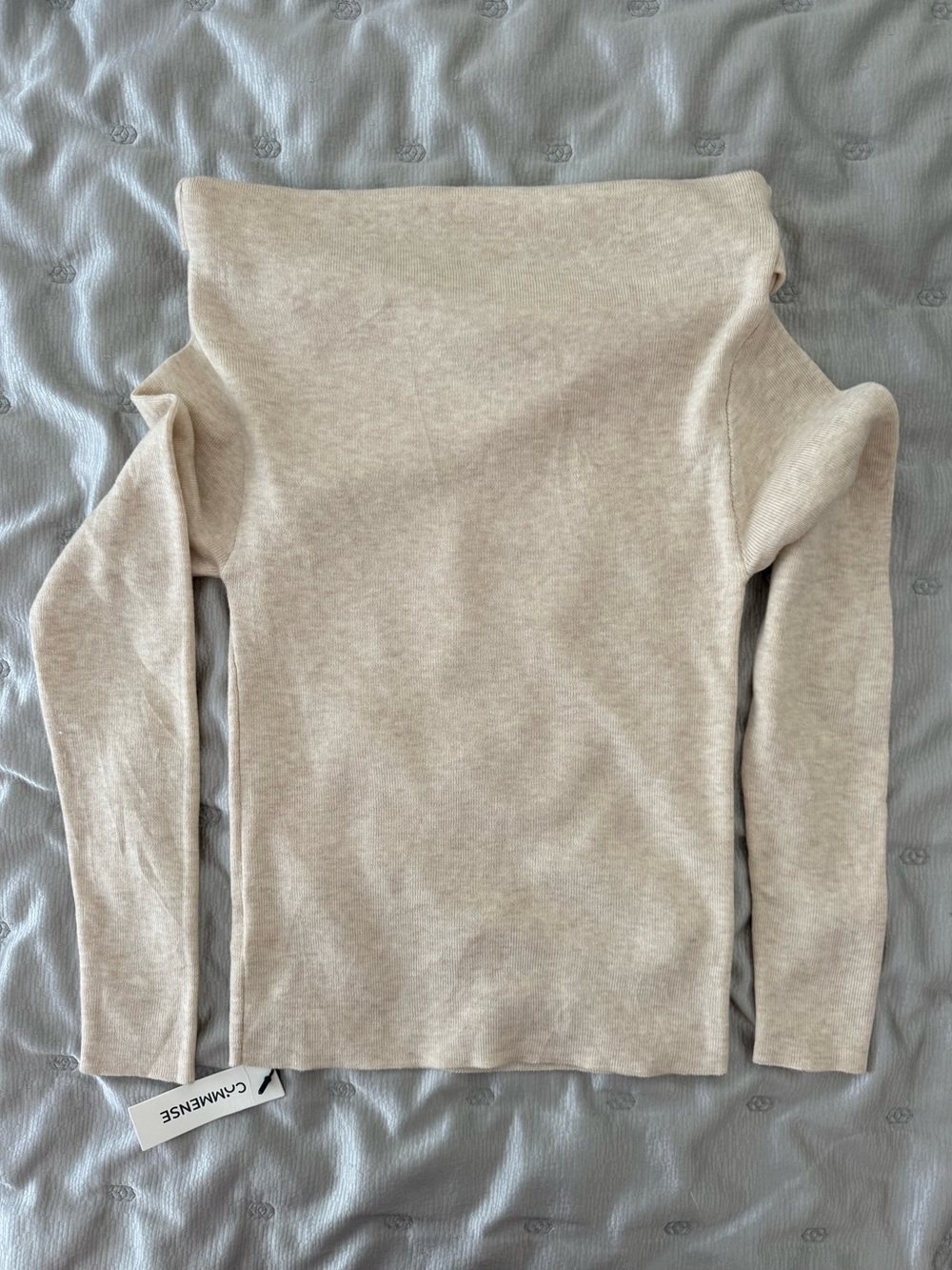 Commense Off Shoulder Wrap Long Sleeve Knit Top Size M Apricot - Picture 3 of 8